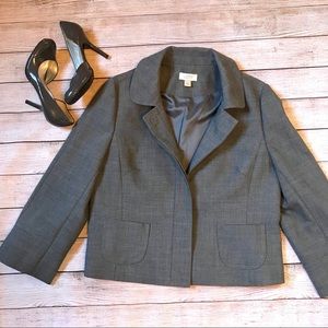 LOFT 100% Wool Gray Blazer Plus Size 14